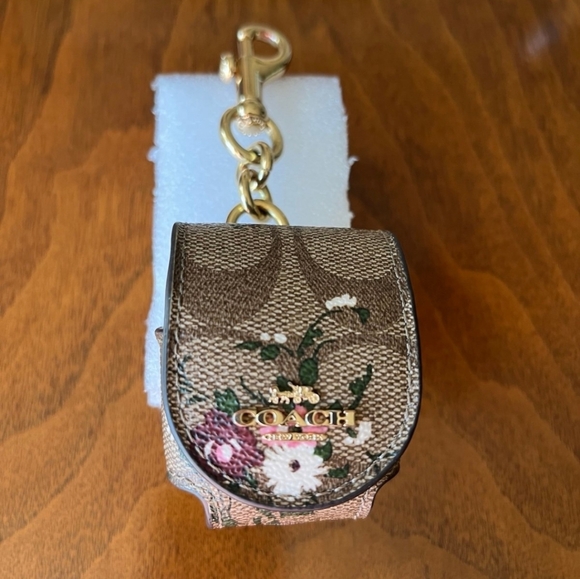 Coach Other - Coach Brown Floral Keychain Pouch. Airpod Gen 1 Holder